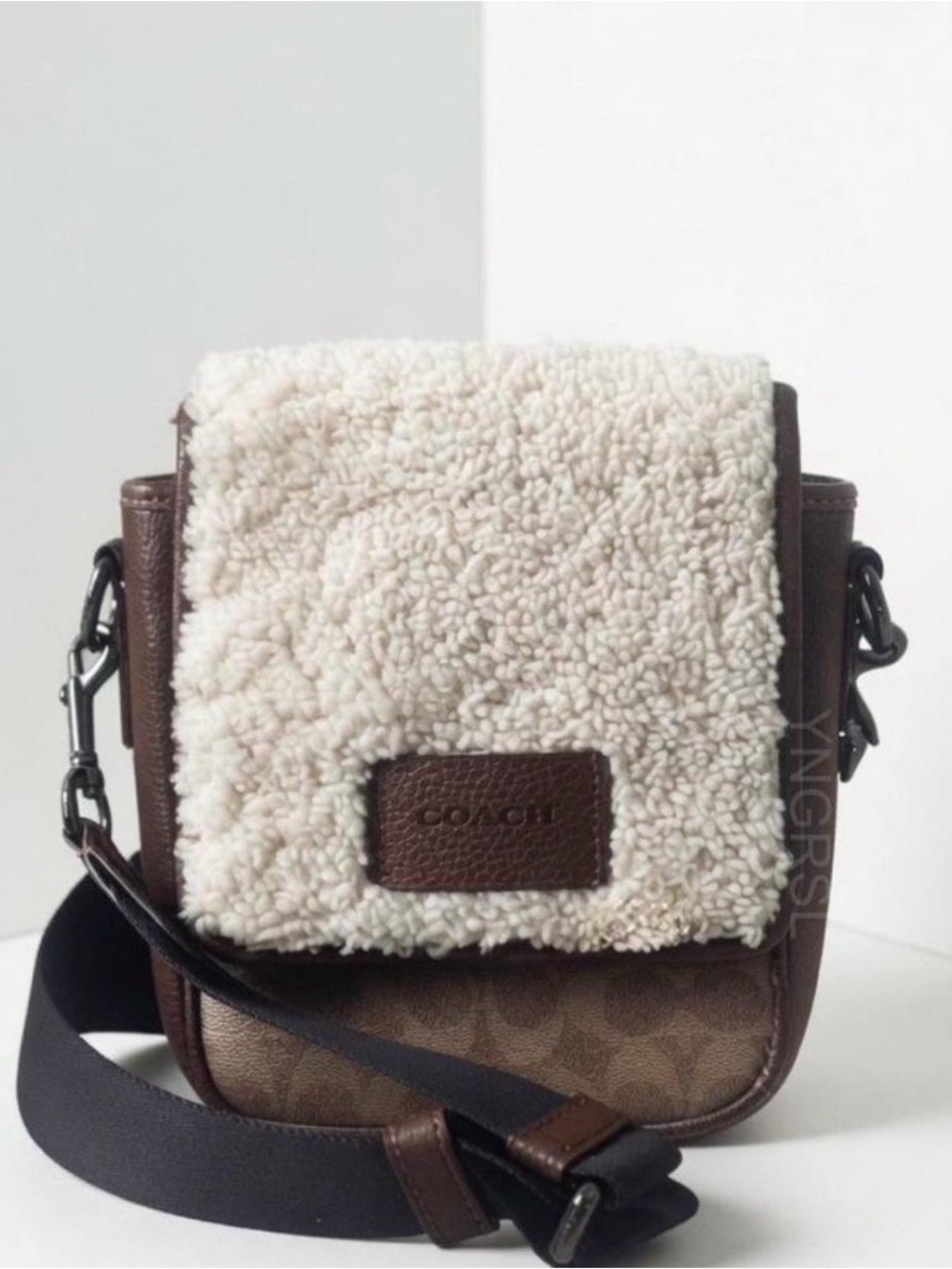 Coach Lucas Crossbody Bag Canvas/Shearling